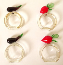 4 Stk. Serviettenringe Glas Glaskunst Neuwertig Serviettenhalter 4 cm