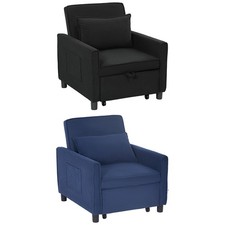 HOMCOM 3-in-1 Schlafsessel, Klappbett mit Bettfunktion, Lendenkissen, Kord