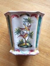 Schöner Keramik Blumenübertopf im Landhausstil Handgemalt