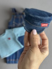 Puppen Set lange Jeanskleid