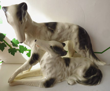 Sitzendorf Thüringen, Porzellanfigur Barsoi Windhunde, antik, ca. 23 cm, um 1930