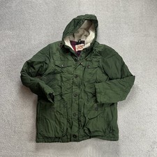 LEVIS Herren Jacke Parka Mantel Gr L Armee Winterjacke Army Teddy Fell Grün