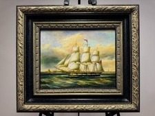 Gemälde Schiff bei Sonnenuntergang (H. Harder, 19./20. Jh) signiert