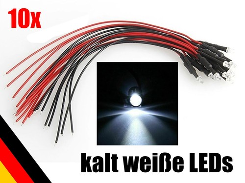 Stk led 3mm kalt - 10, stk.