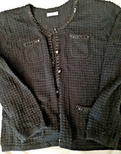 Strickjacke, schwarz mit Pailletten, Gr.  M