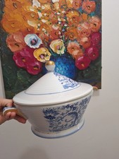 Heinrich Porzellan Lumina Blau Suppenterrine mit Deckel