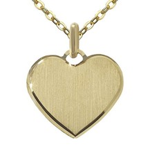 Anhänger Gravur Platte Herz matt und poliert 333 Gold auch mit Kette und Gravur