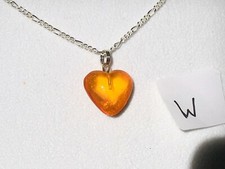 (W) Kette mit Anhänger Bernstein Herz Silber 925