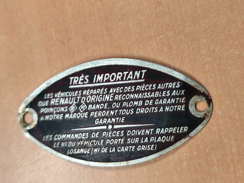 Original renault plate tres - original,