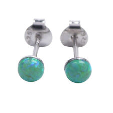 Lab Opal Mini Ohrstecker  925 Sterling Silber rhodiniert 4mm Ohrringe (grün)