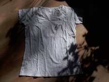 Damen Shirt Kurzarm - Werbeshirt - Gr. L (Maße beachten) weiß mit Aufdruck