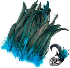 Hahnenfedern 100 Stück Bastelfedern blau grün Traumfänger Deko Federn