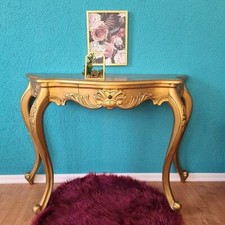 WANDTISCH KONSOLENTISCH WANDKONSOLE SCHREIBTISCH HOLZ ANTIKER GOLDTON ANTIKSTIL 