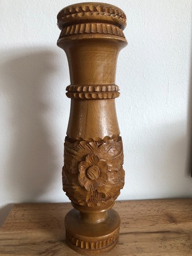 Vintage holz vase gedrechselt - vase,