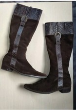 Original Vintage Stiefel Salamander Gr. 6 1/2, 40 Echt Wildleder Schlangenleder