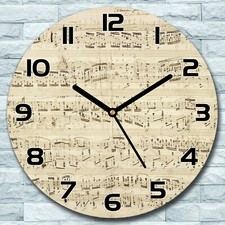 Wanduhr aus Glas Rund fi 30 Chopin Musik Noten Quarz Deko Schlafzimmer Büro
