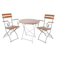 3tlg Biergartengarnitur Biergartenset Biergartenmöbel klappbar rund Akazie Ø80cm