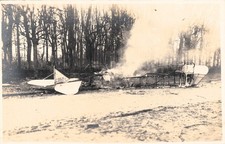 agestürztes, ausgebranntes Wrack eines Flugzeugs, Taube ?