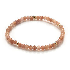 Sonnenstein Armband - Edelsteinarmband Stretch - Perlenarmband 925 Silber D392