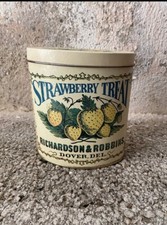 Richardson & Robbins Strawberry Vintage Blech Deckel Dose Deko Shabby Impression