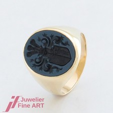 Ring - Siegelring - Lagenstein mit Wappen - 14K/585 Gelbgold