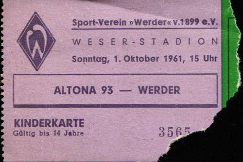 Ticket 1961 sv werder - ticket, 01.10.1961