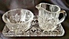 edles Servier Kristall Glas Set mit Tablett Zuckerdose & Gießer 3tlg. Vintage