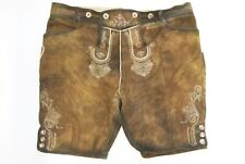 Kurze Lederhose mit Stickerei Lekra Ziegenvelour 80er Vintage speckig Gr.60