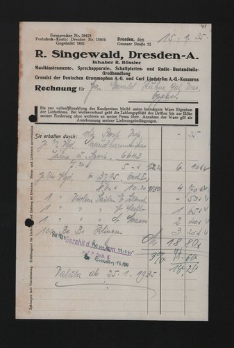 Dresden rechnung 1935 r - 1935,,