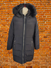 DAMEN MANGO GRÖSSE UK SMALL SCHWARZ KUNSTFELL KAPUZE WATTIERT DAUNENPARKA JACKE MANTEL