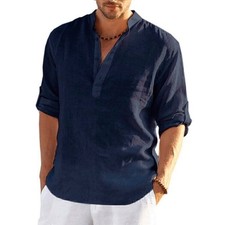 Herren Leinen-Optik Bluse