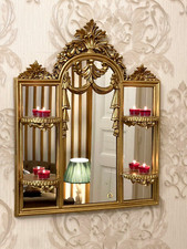 Wandspiegel/Konsole Antik  Bad Spiegel mit Ablage Kerzen 63X51 Spiegel