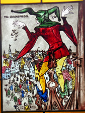 Bleiverglasung Fensterbild Bernhardt echte Glasmalerei-Scheibe Till Eulenspiegel