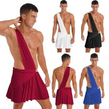 DE Herren Gladiator Kostüm Ein-Schulter Harness mit Römisch Rock Toga Halloween