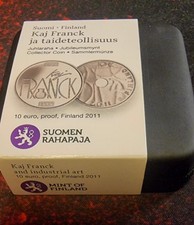 Finnland 10 Euro 2011 Spiegelglanz 100. Geb. Kaj Franck 925 Silber