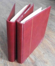 2 rote Safe-Alben mit Safe-Dual-Blätter von 1990 bis 2001 ohne Briefmarken