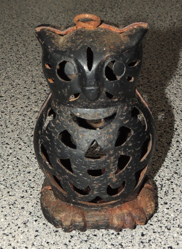 Gusseisen eule kerzenhalter - gusseisen,
