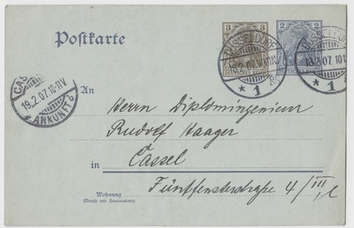 Ganzsache 3 pf - +,