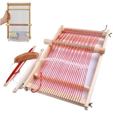 Webrahmen Holz Webstuhl Set für Kinder und Erwachsene Bastelset mit Fäden Kam...