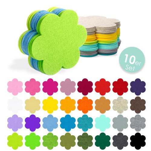 10er set blume filz - 10er,