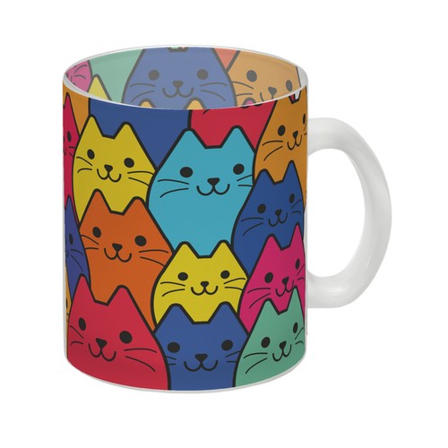 Glas tasse mit katzen motiv - katzen,