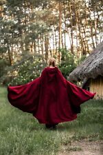 Mittelalter Umhang mit langer Kapuze Wolle Rot Wikinger Umhang Mittelalterkostüm