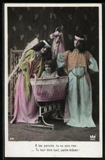 Zwei Schutzengel mit einem Kleinkind, Ansichtskarte 