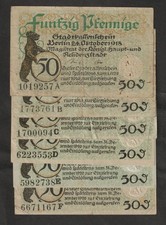 Notgeld Berlin, 6 x 50 Pfennig, Serie A, B, C, D, E + F von 1918 + 1920 (K1)
