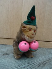 Max Carl Affe Clown Stofftier ANTIK mechanisches Spielzeug Rasseln Vintage