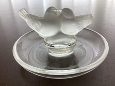 Lalique France Ringschale Tauben Zierfigur Ablage Kristall Schale signiert