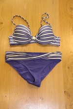BIKINI SET GRÖSSE 38 (75B)  BLAU GELB NATURWEISS  MIT BÜGEL SCHAUMSTOFF TCHIBO