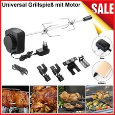 Edelstahl BBQ Grillspieß Set mit Motor Drehspieß Garten Grillen 69cm-137cm DHL