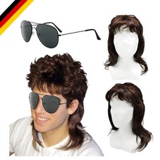 Herren Vokuhila Perücke Braun