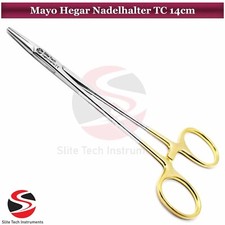 "KFO Mayo Hegar Nadelhalter gerade 14 cm TC Gold Chirurgisch für Naht & OP"